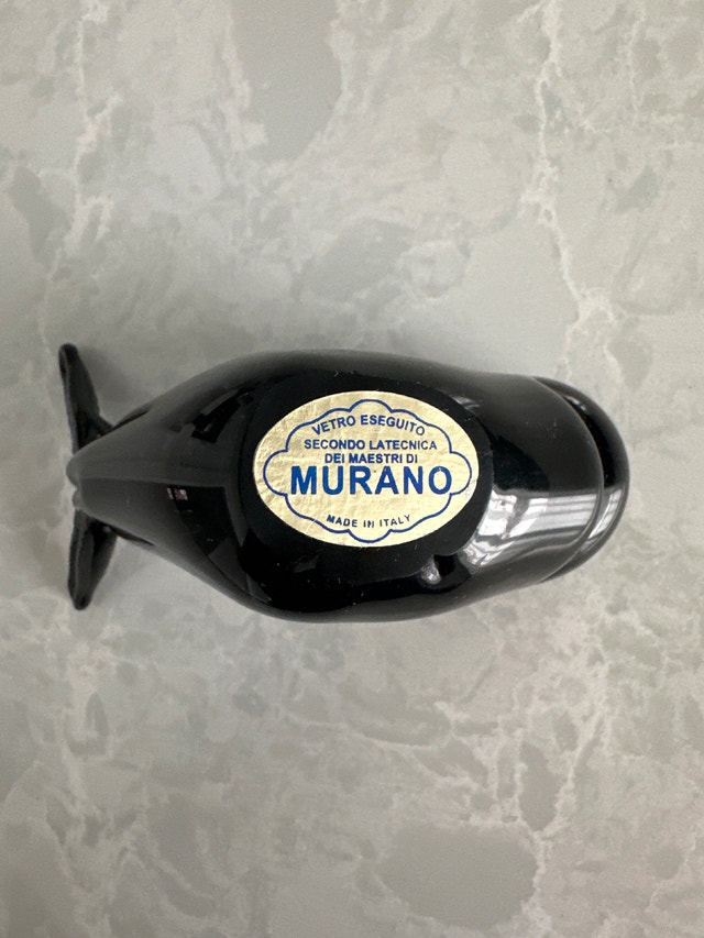 Murano Black Art Glass Whale Figurine/Paperweight - photo 5