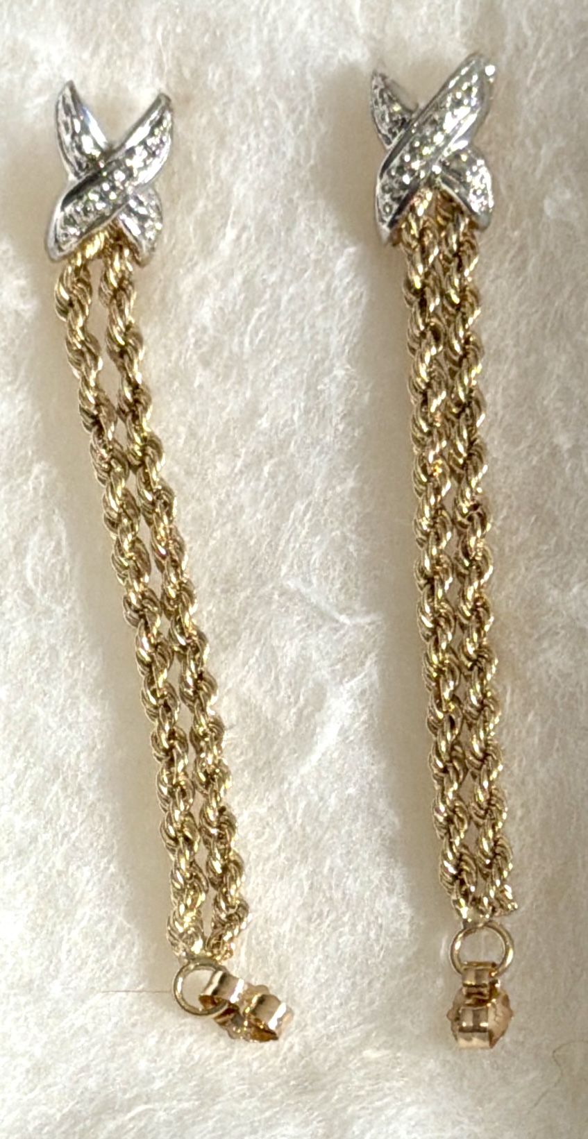 10K Yellow Gold Double Rope Dangle Earrings - photo 2