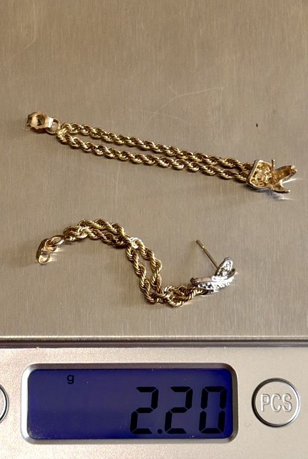 10K Yellow Gold Double Rope Dangle Earrings - photo 5