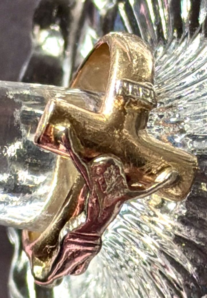 14K Yellow Gold Crucifix Ring - Size 7 - Two Tone - photo 5