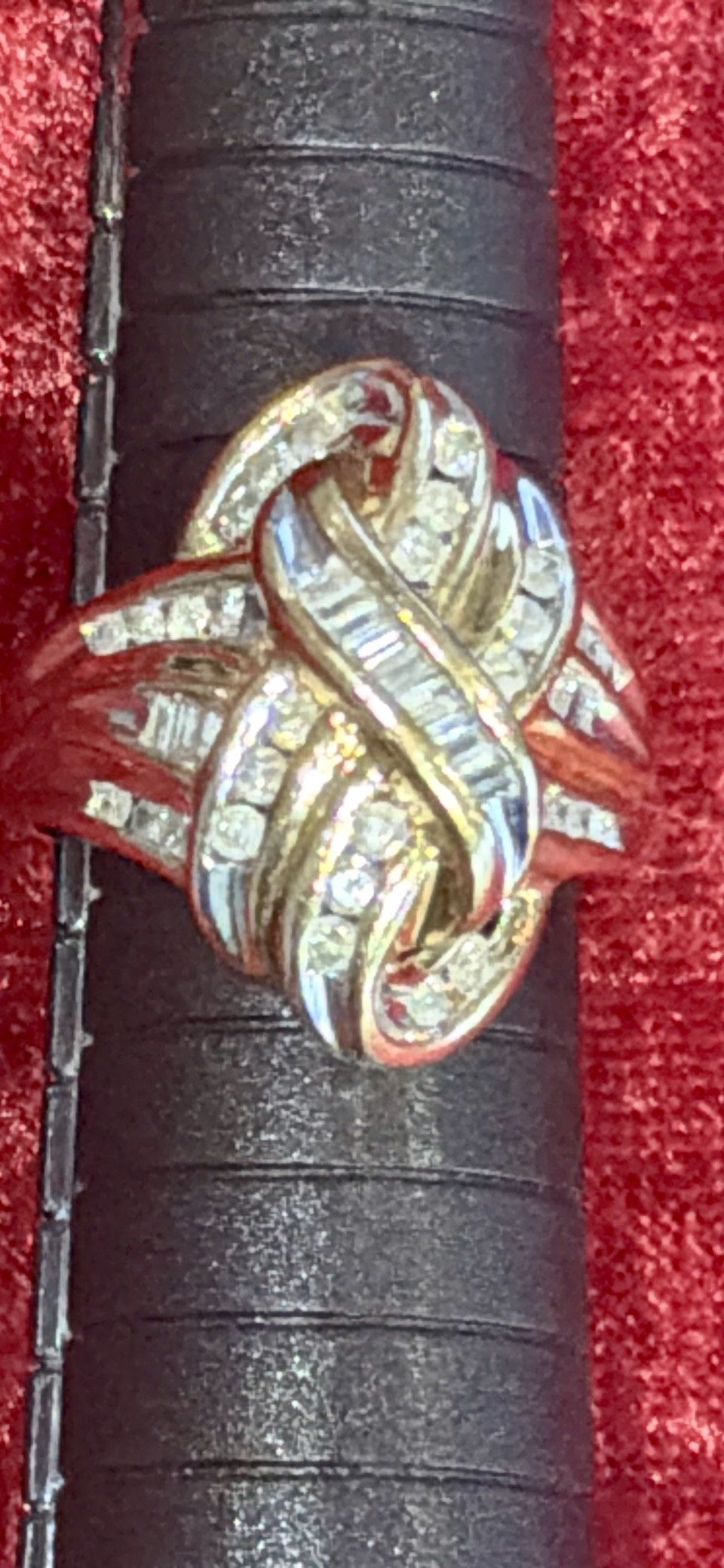 10K Yellow Gold Diamond Knot Ring - Vintage Style