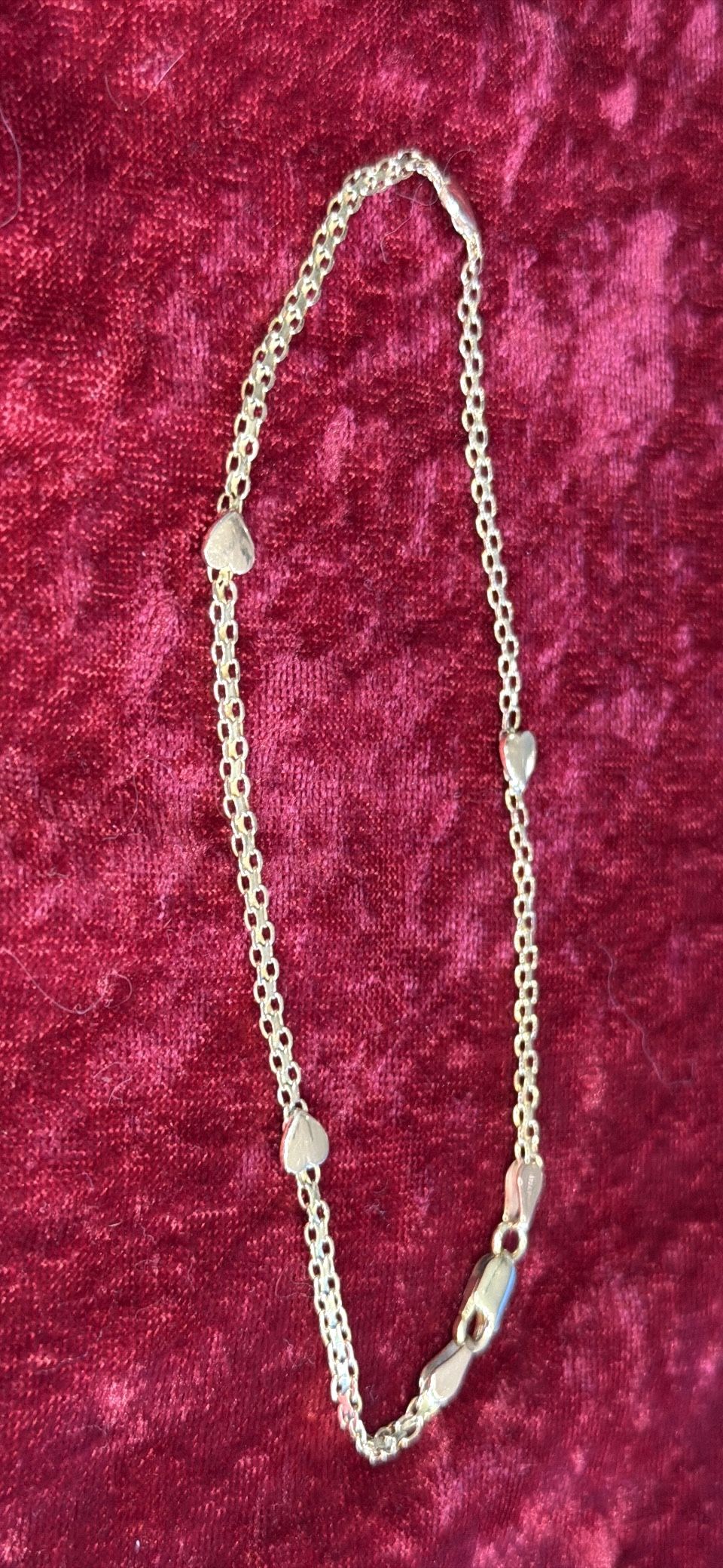 14K Yellow Gold Italy Ankle Bracelet 10" Diamond Cut Heart - photo 2