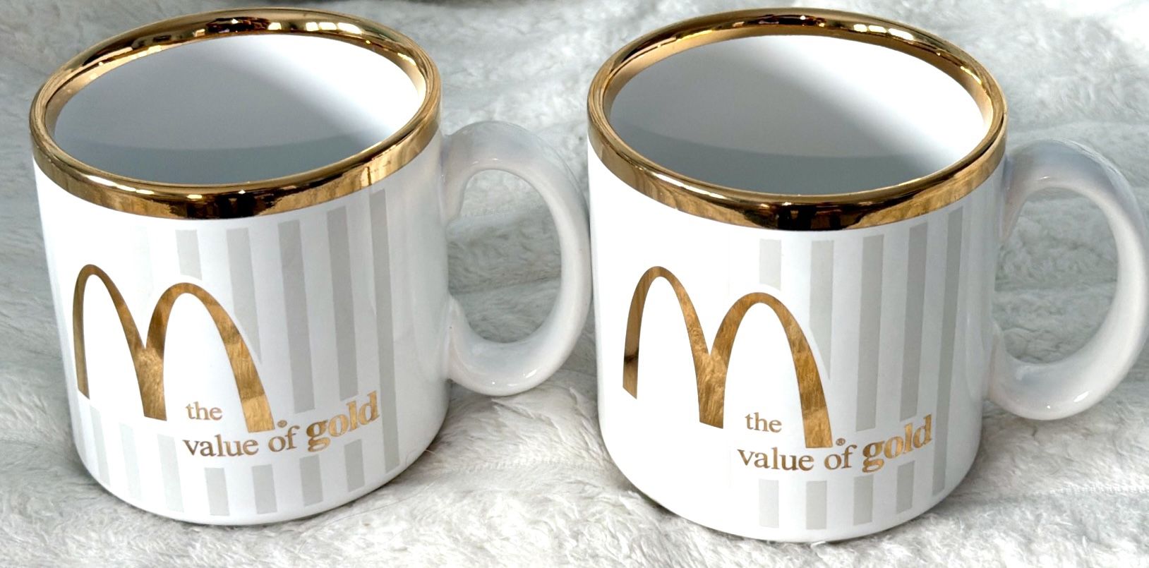 McDonald's Gold Value Mugs - Set of 2 - 1990s Vintage