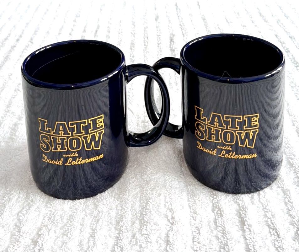 Late Show David Letterman Cobalt Blue Coffee Cups - Set of 2 - photo 4