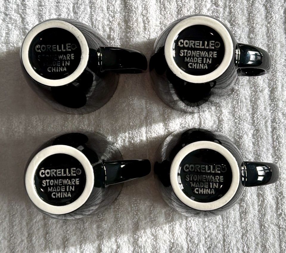 Corelle Black Stoneware Coffee Cups - Set of 4 - photo 3