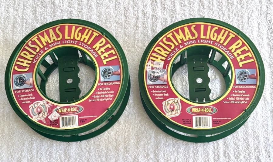 Christmas Light Reel-Wrap-N-Roll Storage Set of 2 - New