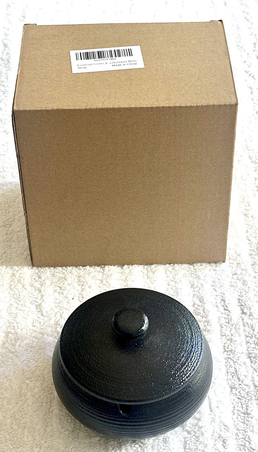 Black Ceramic Ashtray with Lid - Handmade