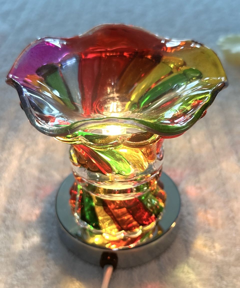 Rainbow Swirl Glass Electric Touch Control Dimmable Fragrance Oi - photo 3