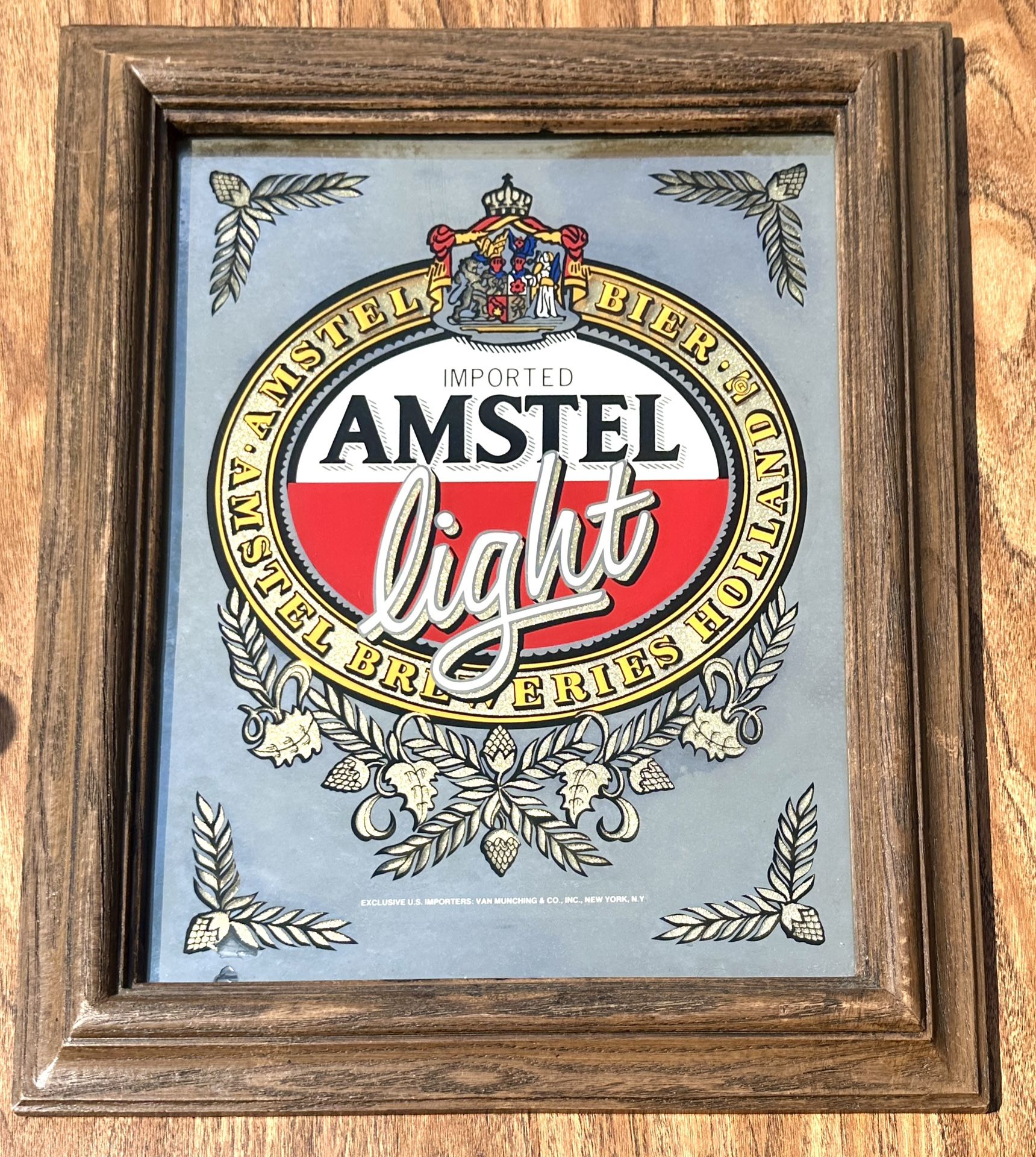 Amstel Light Mirror with Wood Like Frame - Vintage - photo 3