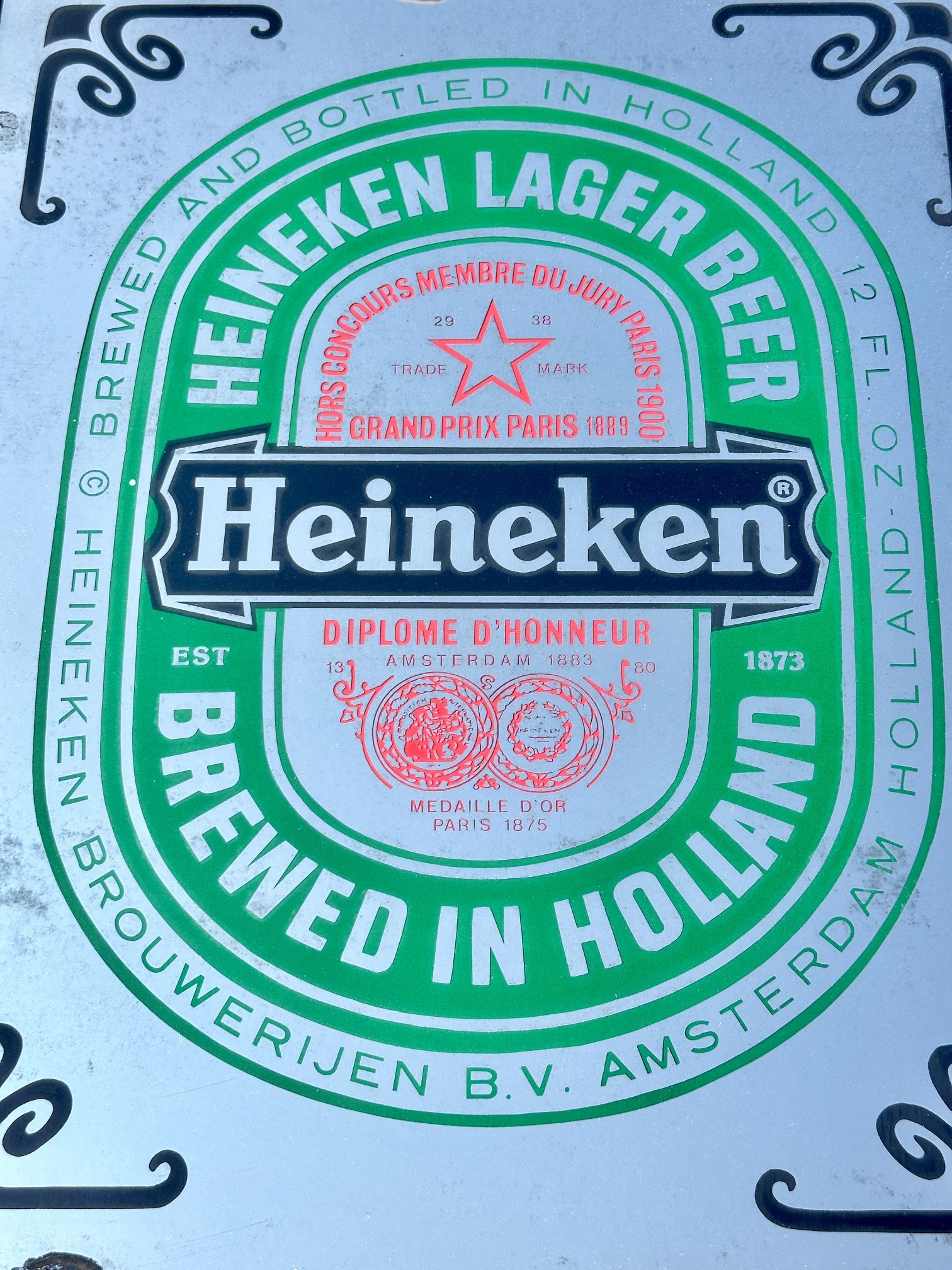 Heineken Beer Wall Mirror Vintage - Mirrored Wood-like Frame - photo 3