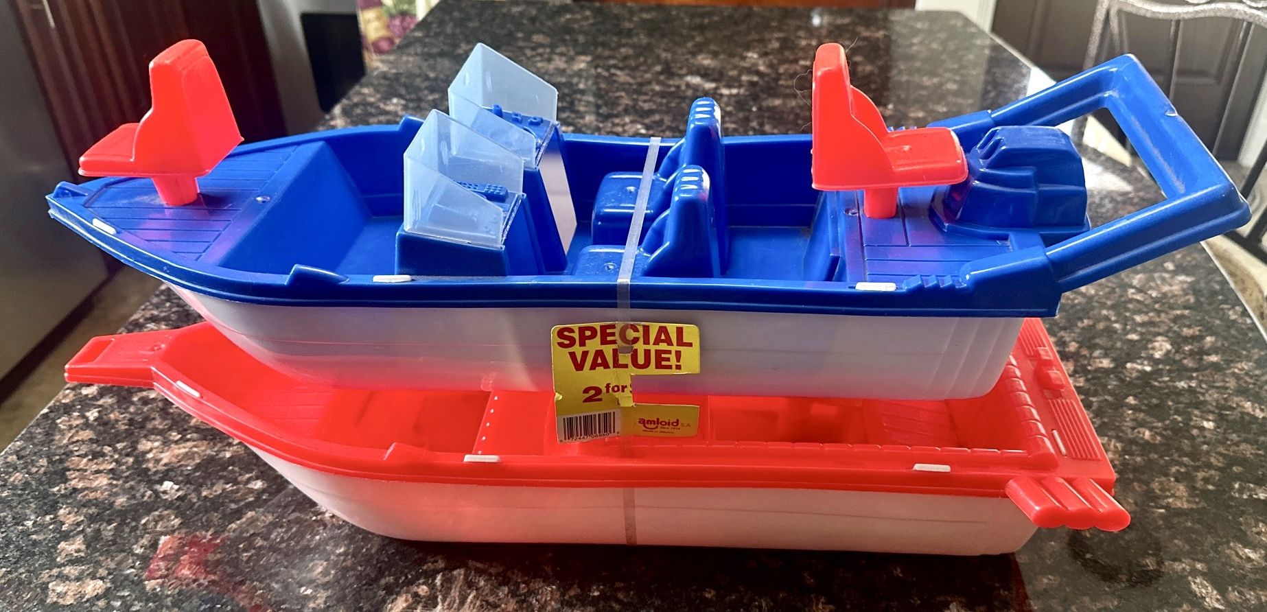 Vintage Amloid Speed Boats Toy Set - 2 Large 24" Boats