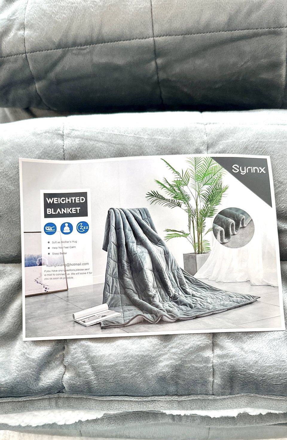Queen Weighted Blanket 20 lbs Dark Grey Sherpa/Minky New