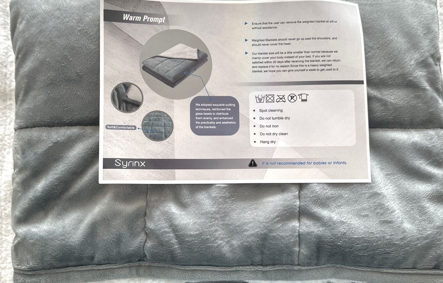 Queen Weighted Blanket 20 lbs Dark Grey Sherpa/Minky New - photo 2