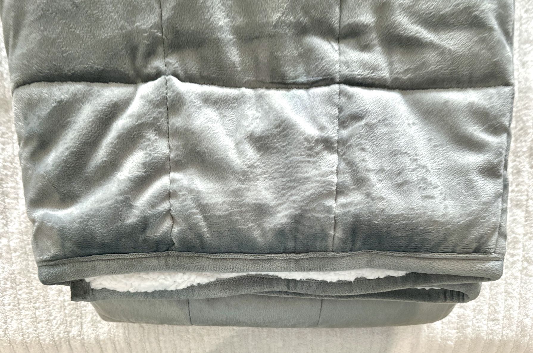 Queen Weighted Blanket 20 lbs Dark Grey Sherpa/Minky New - photo 4
