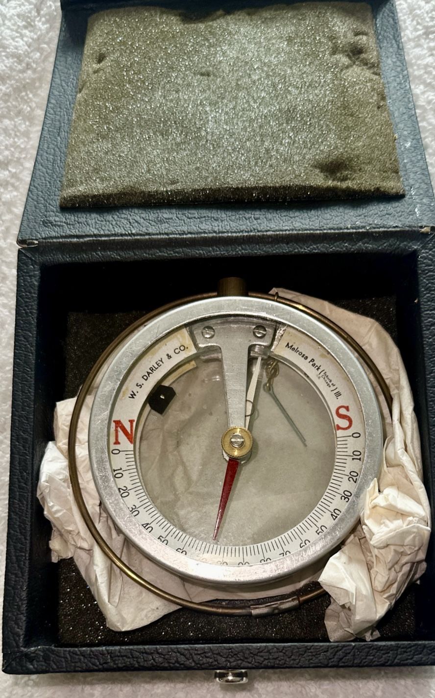 Antique WS Darley Mining Compass & Case w/ Instructions - photo 2