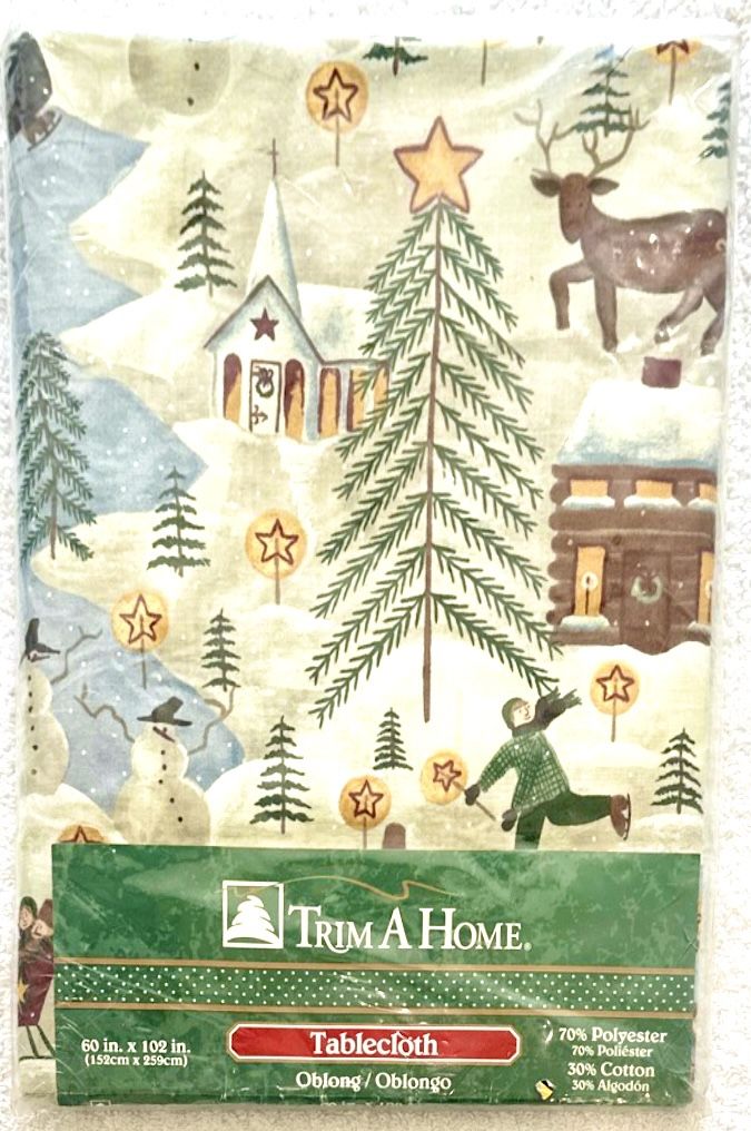 Vintage Christmas Tablecloth - Trim A Home - 60"x102"
