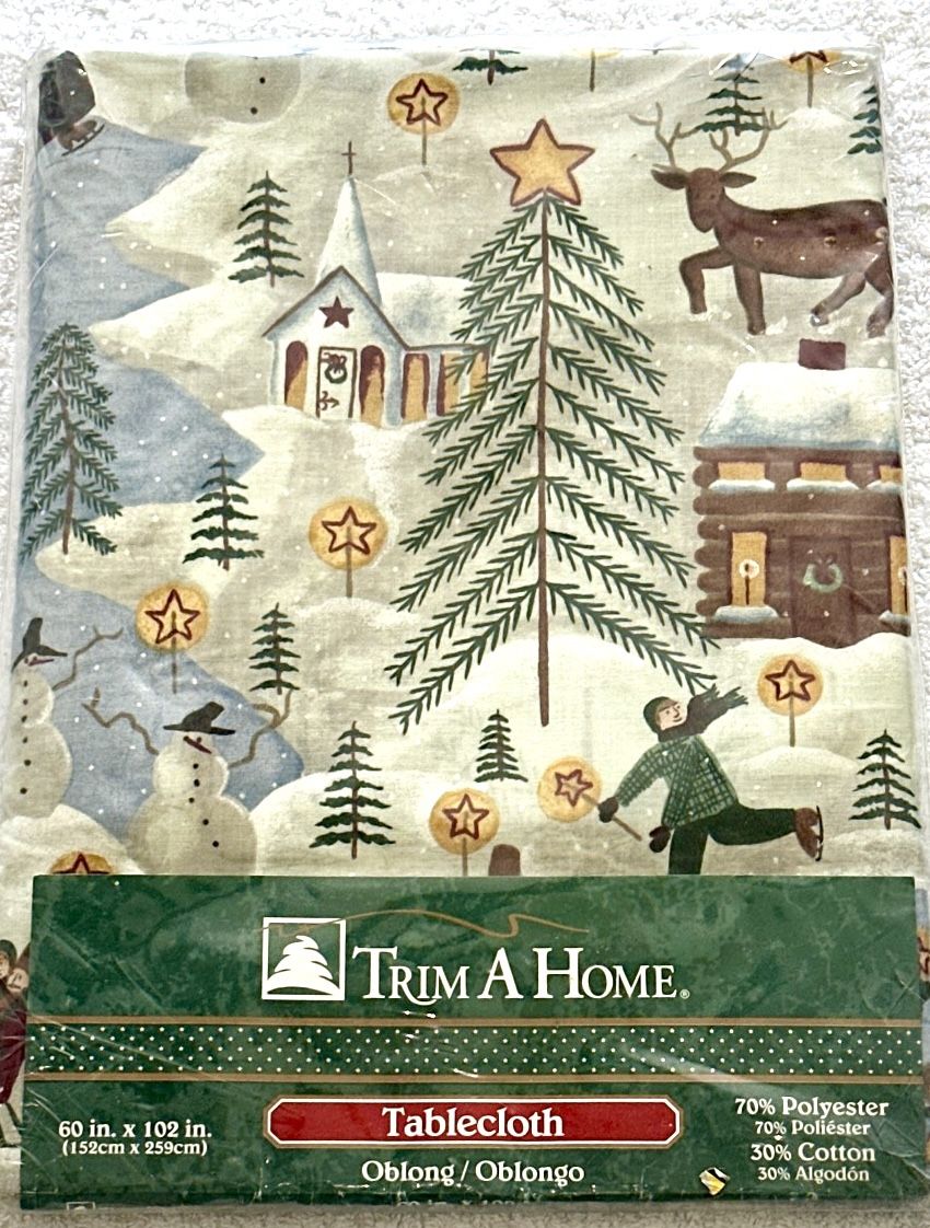 Vintage Christmas Tablecloth - Trim A Home - 60"x102" - photo 3
