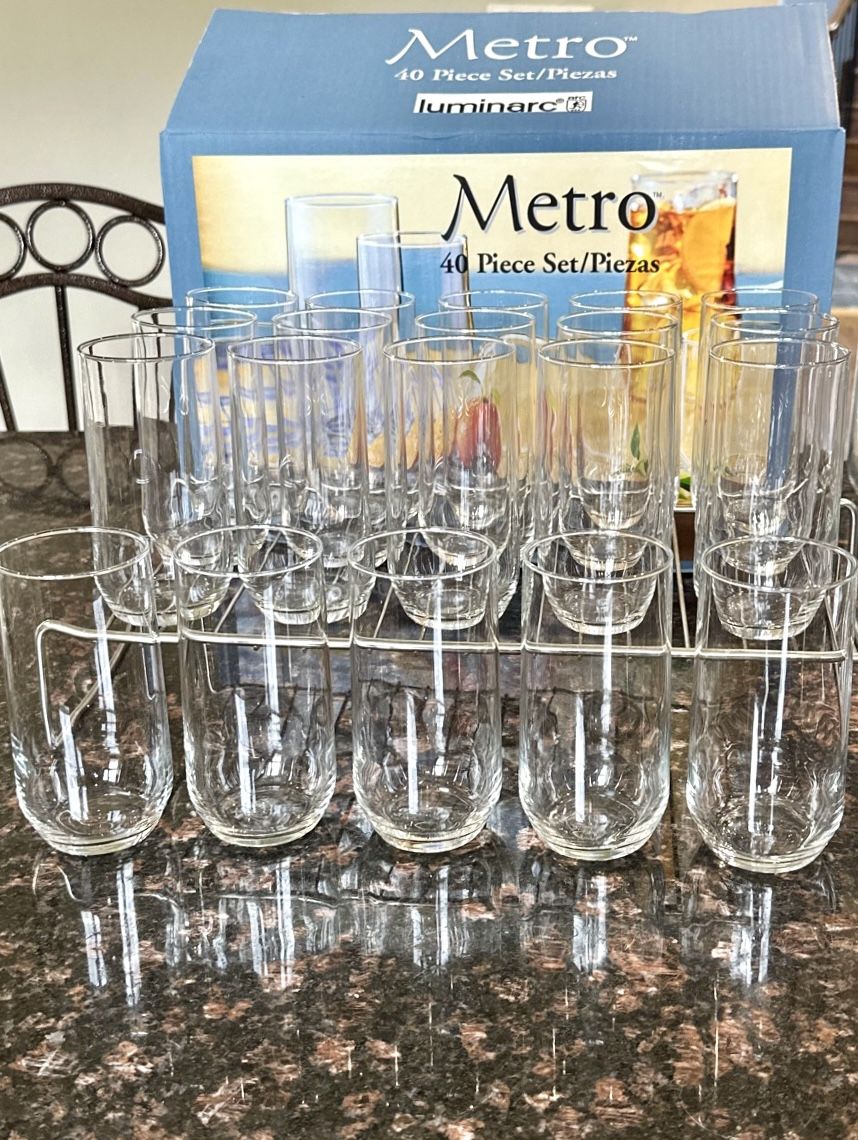 40 Pc Vintage Metro-Luminarc Tumbler Glass Set - New in Box - photo 4