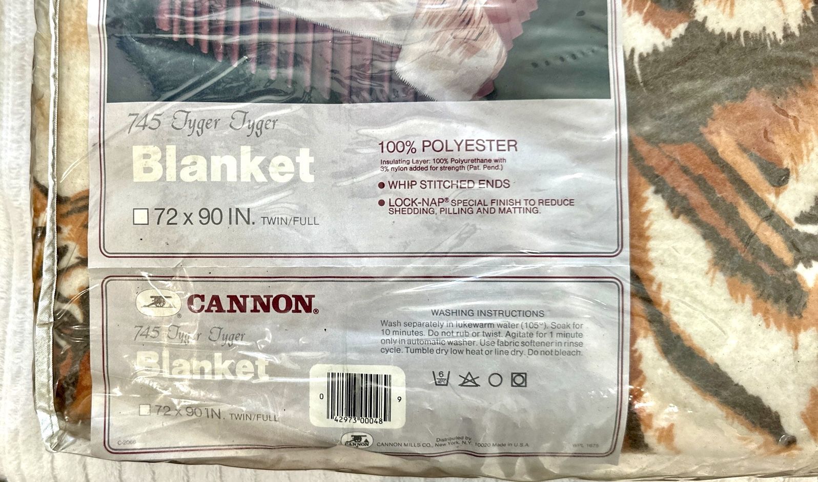Cannon Twin/Full Polyester Blanket -Tiger 72 x 90 New Vintage - photo 3
