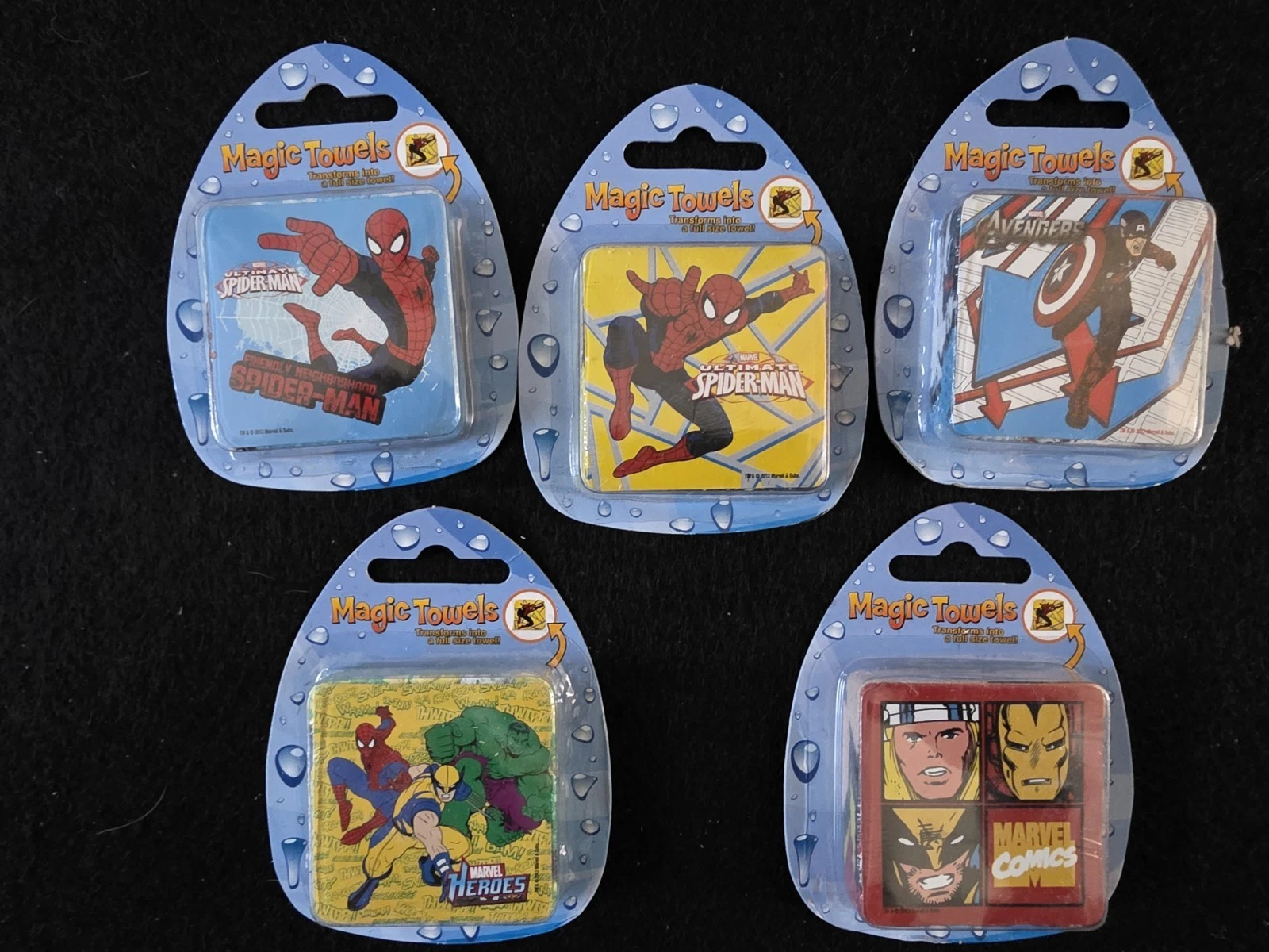 Lot of 5 Marvel Magic Towels - Spiderman, Avengers