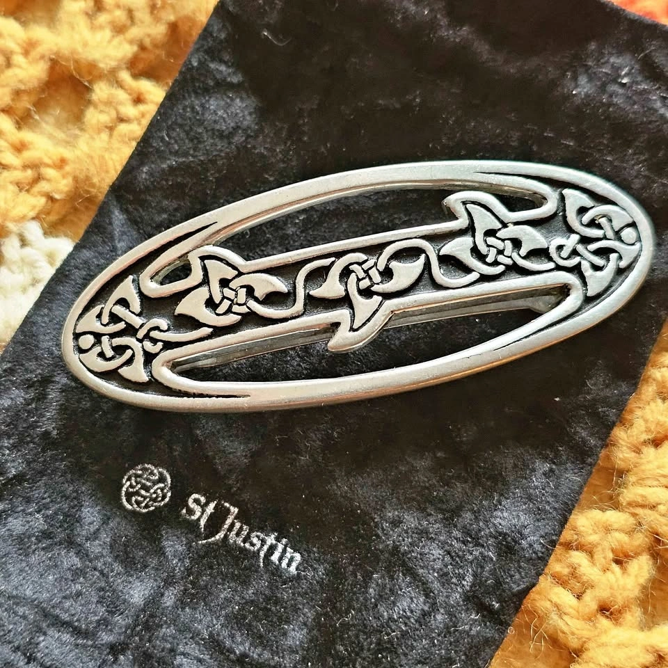 1994 St. Justin Pewter Celtic Knot Hairslide Barrette