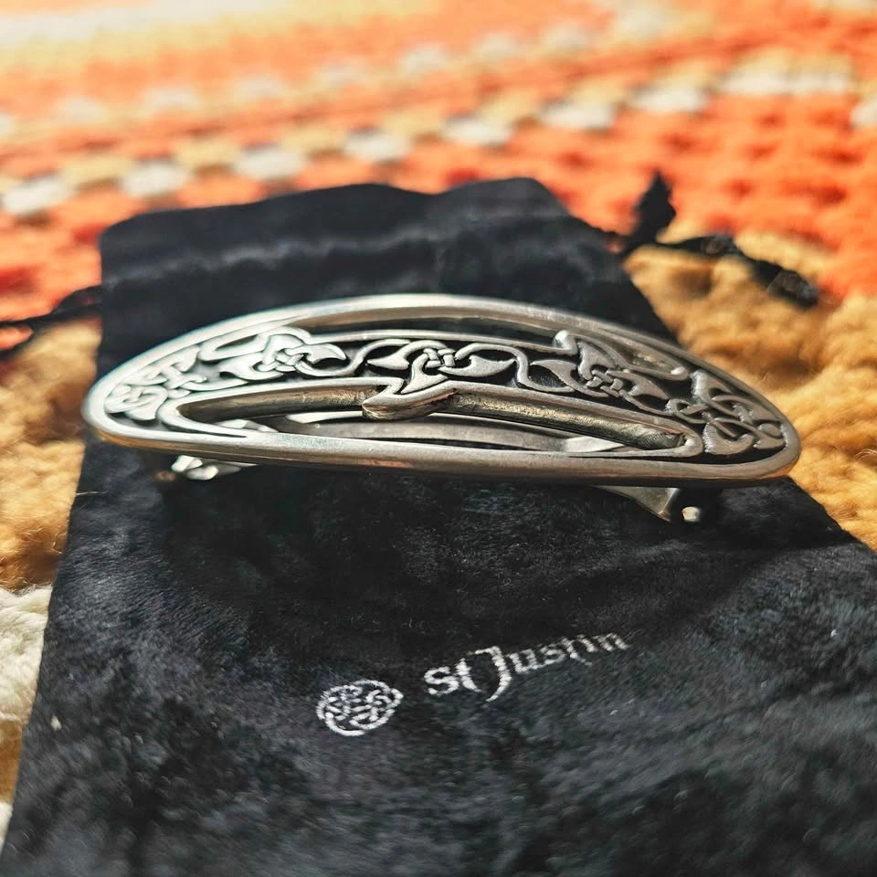 1994 St. Justin Pewter Celtic Knot Hairslide Barrette - photo 4