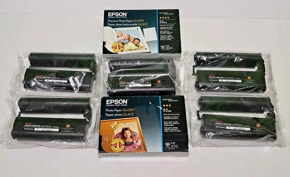 Kodak Photo Printer Cartridge (x5) & 2 Epson Paper Packs thumbnail