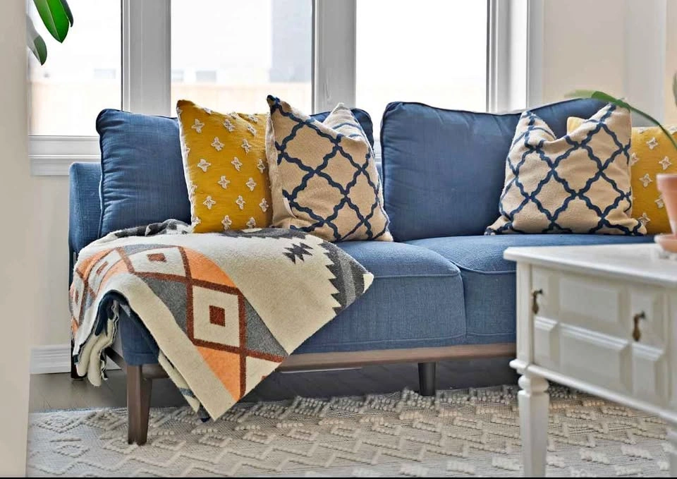 Navy Blue Sectional 2-Piece L-Shape Couch - Left Facing