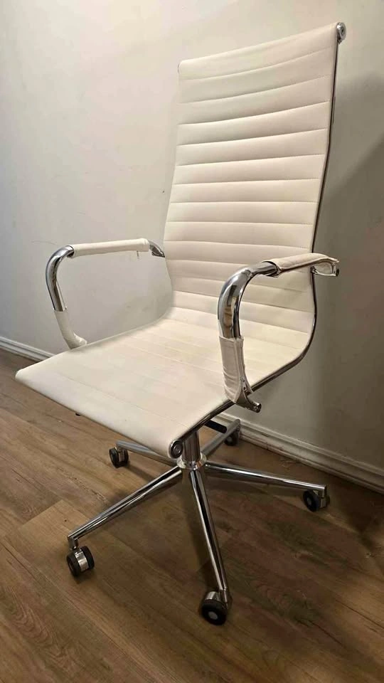 White Executive Rolling Office Chair with Armrests