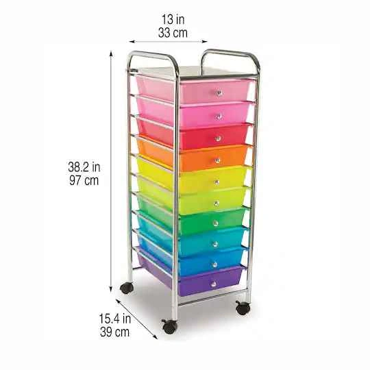 10-Drawer Rolling Storage Cart - Multi-Color - photo 4