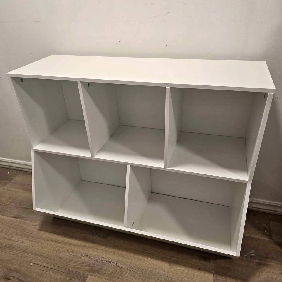 Kids Bookshelf Toy Storage Cabinet – 5 Cubby White (90×30×75 cm)