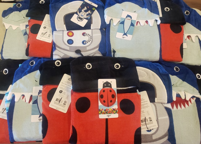 Kids Hooded Towels - Shark Ladybug Astronaut - New