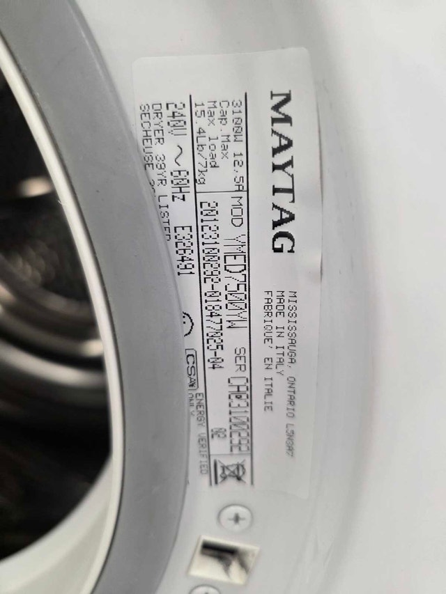 MAYTAG Maxima Electric Steam Dryer (YMED7500YW) - photo 5