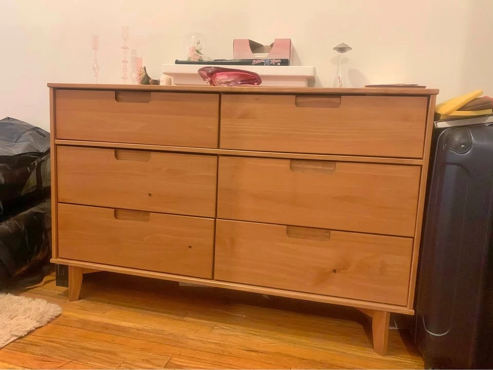 Solid Wood 6 Drawer Double Dresser