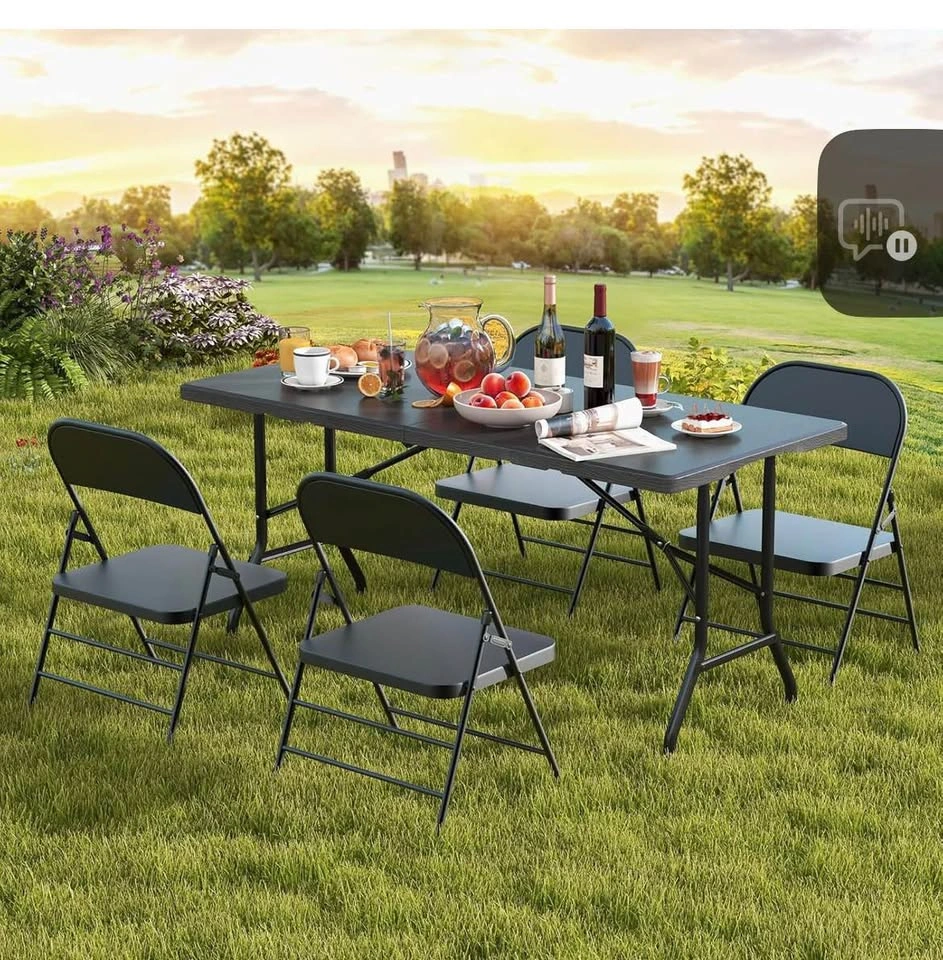 Black Adjustable Folding Table + 4 Chairs - photo 5