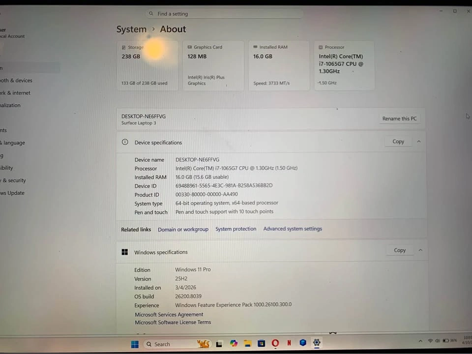 15 inch Microsoft Surface Laptop 3 i7 16GbRam - photo 4