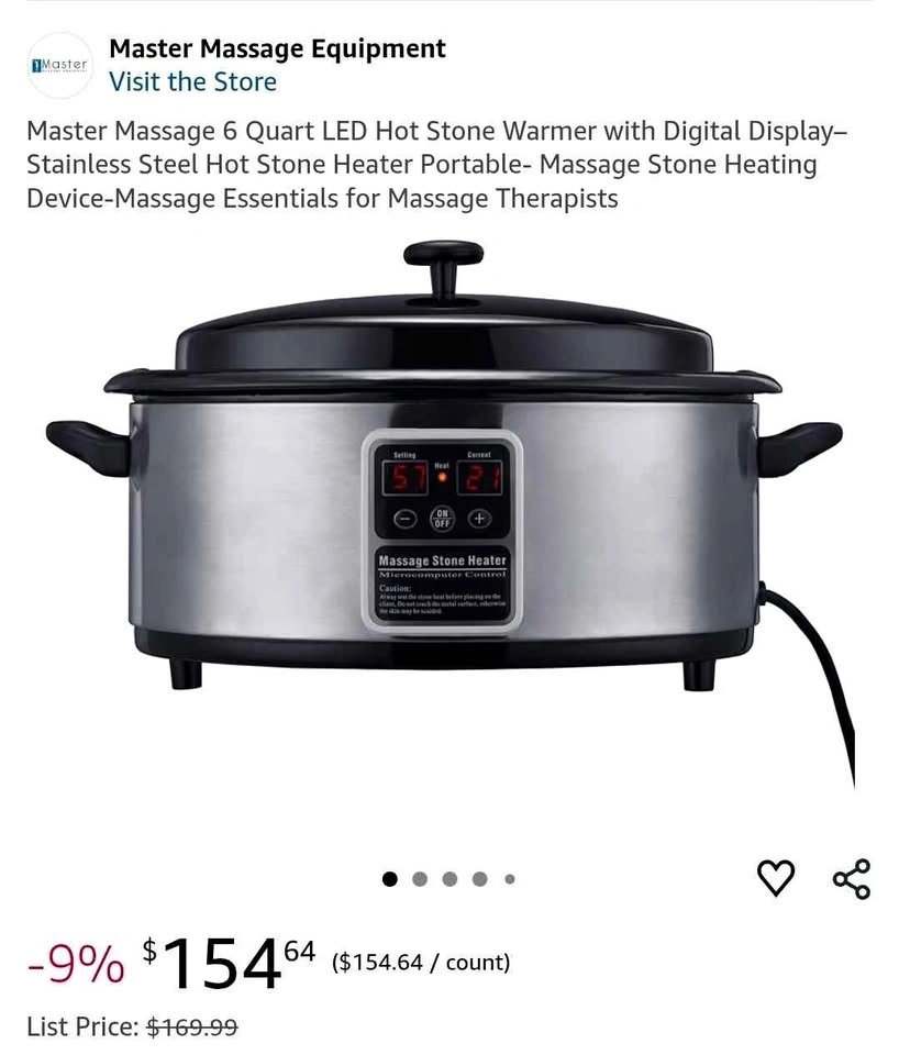 Master Massage 6 Qt LED Hot Stone Warmer (No stones)