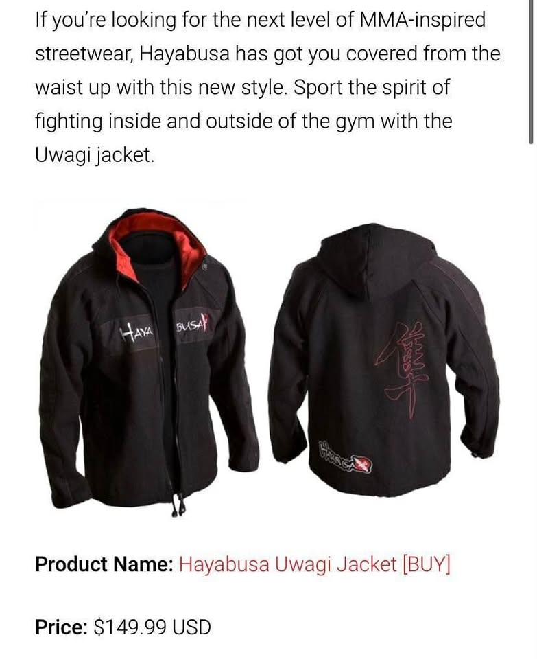 Hayabusa Uwagi Gi Jacket