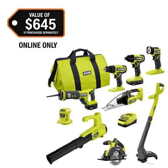 RYOBI ONE+ 18V Cordless 9-Tool Combo Kit