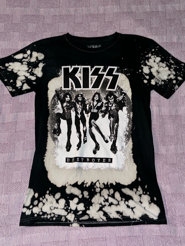 Kiss Destroyer Bleach Washed T-Shirt - Size Small - photo 2