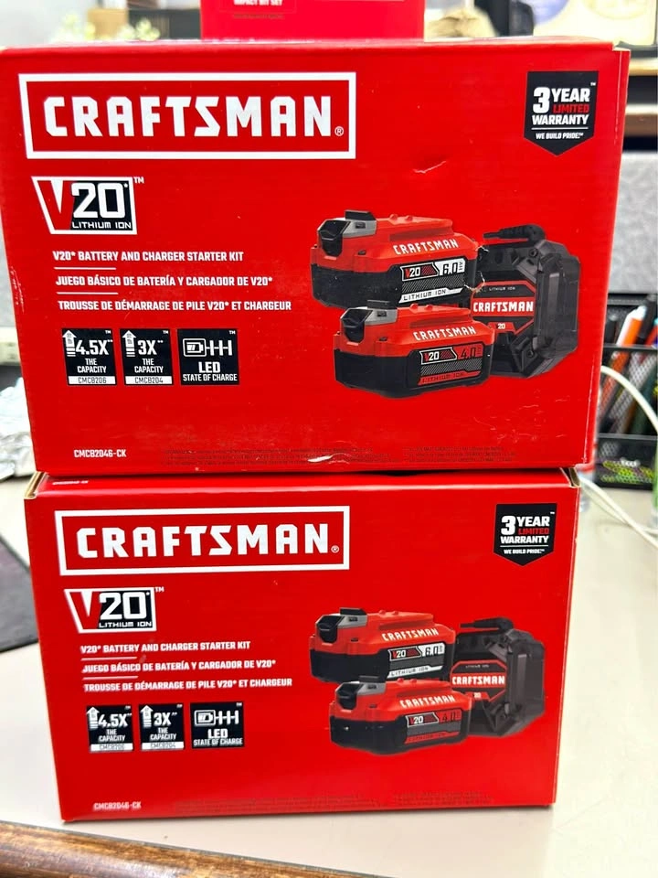 Craftsman 2-Pack Lithium-ion Battery & Charger (4Ah, 6Ah)