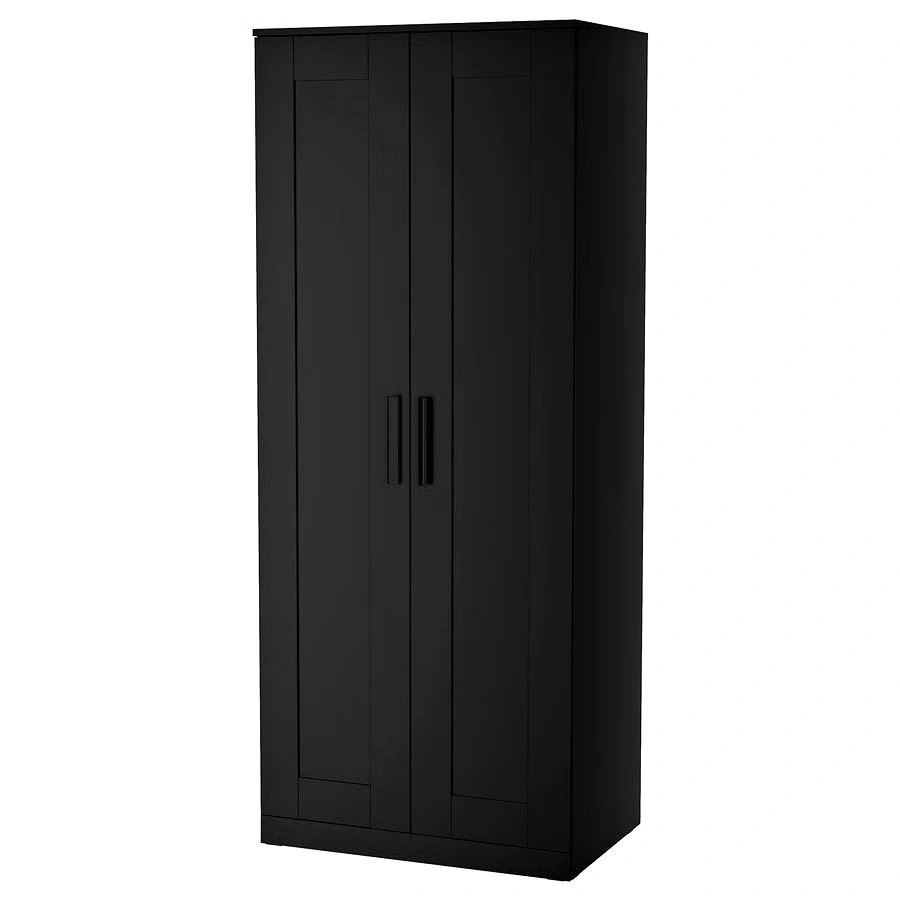 IKEA BRIMNES Wardrobe – Black, 2-Door with Shelves