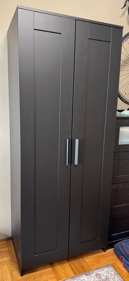 IKEA BRIMNES Wardrobe – Black, 2-Door with Shelves - photo 2