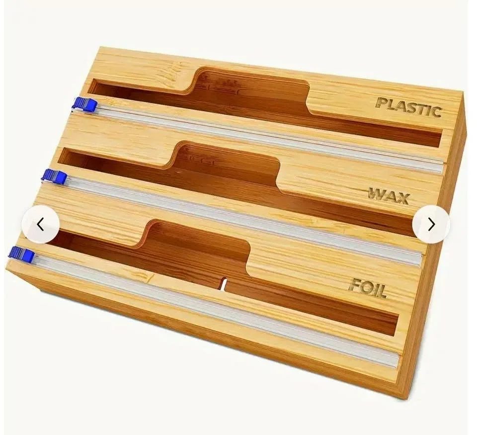 Bamboo 3-in-1 Kitchen Wrap Organizer with Cutter