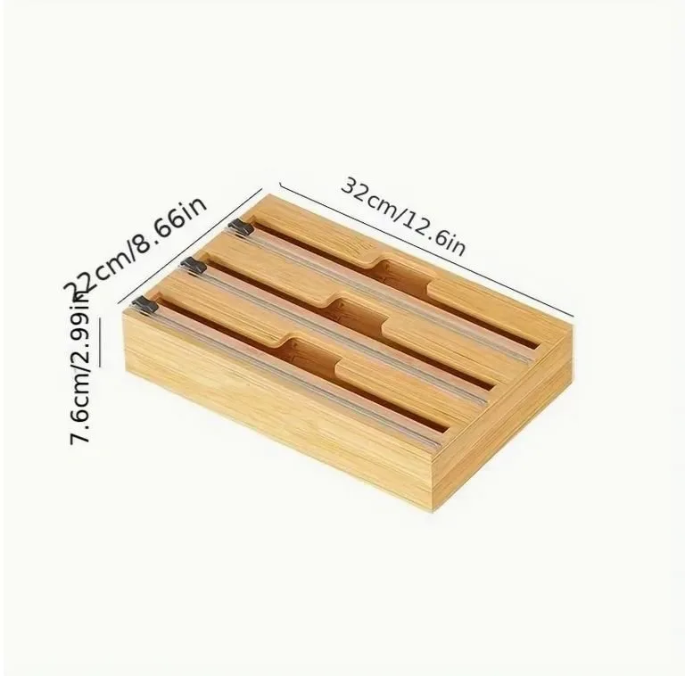 Bamboo 3-in-1 Kitchen Wrap Organizer with Cutter - photo 2