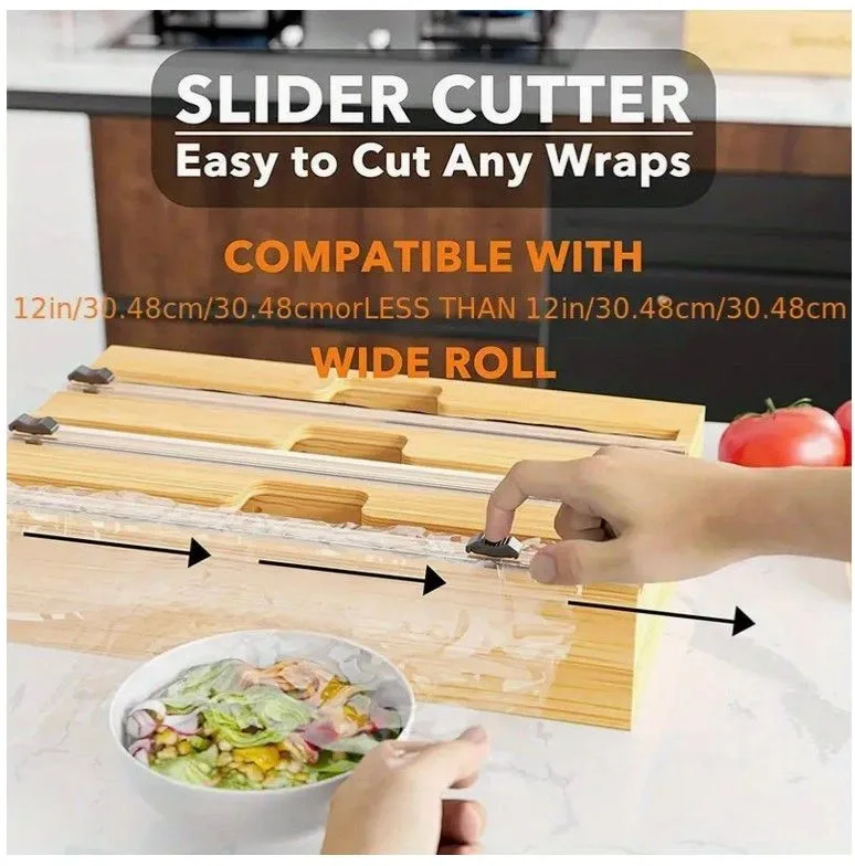 Bamboo 3-in-1 Kitchen Wrap Organizer with Cutter - photo 3