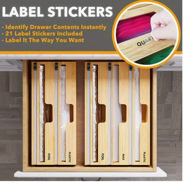 Bamboo 3-in-1 Kitchen Wrap Organizer with Cutter - photo 4