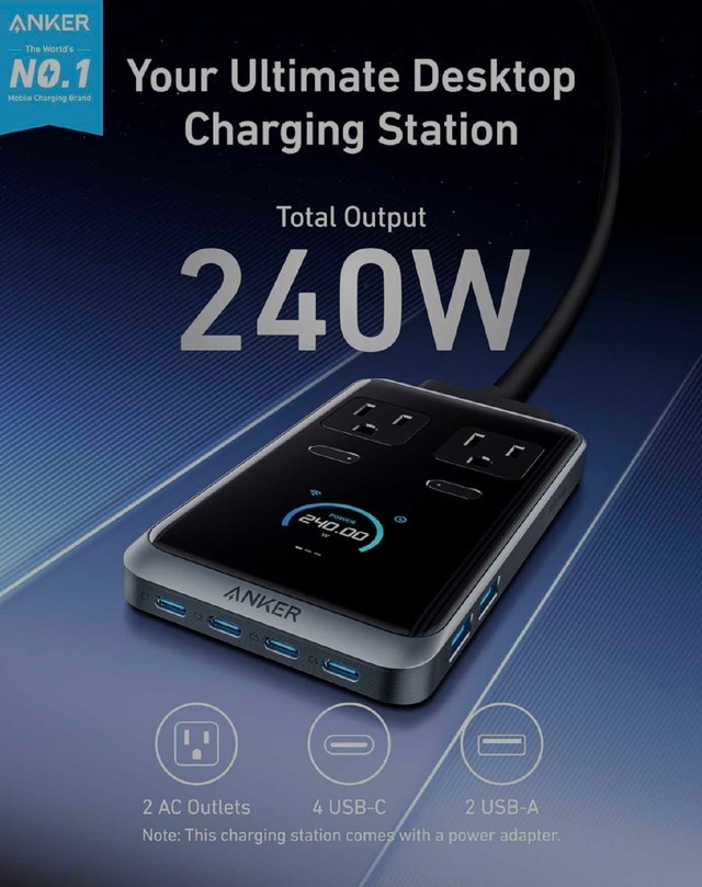 Anker Prime Charging Station, 240W 8-in-1 USB C Power Strip - photo 2