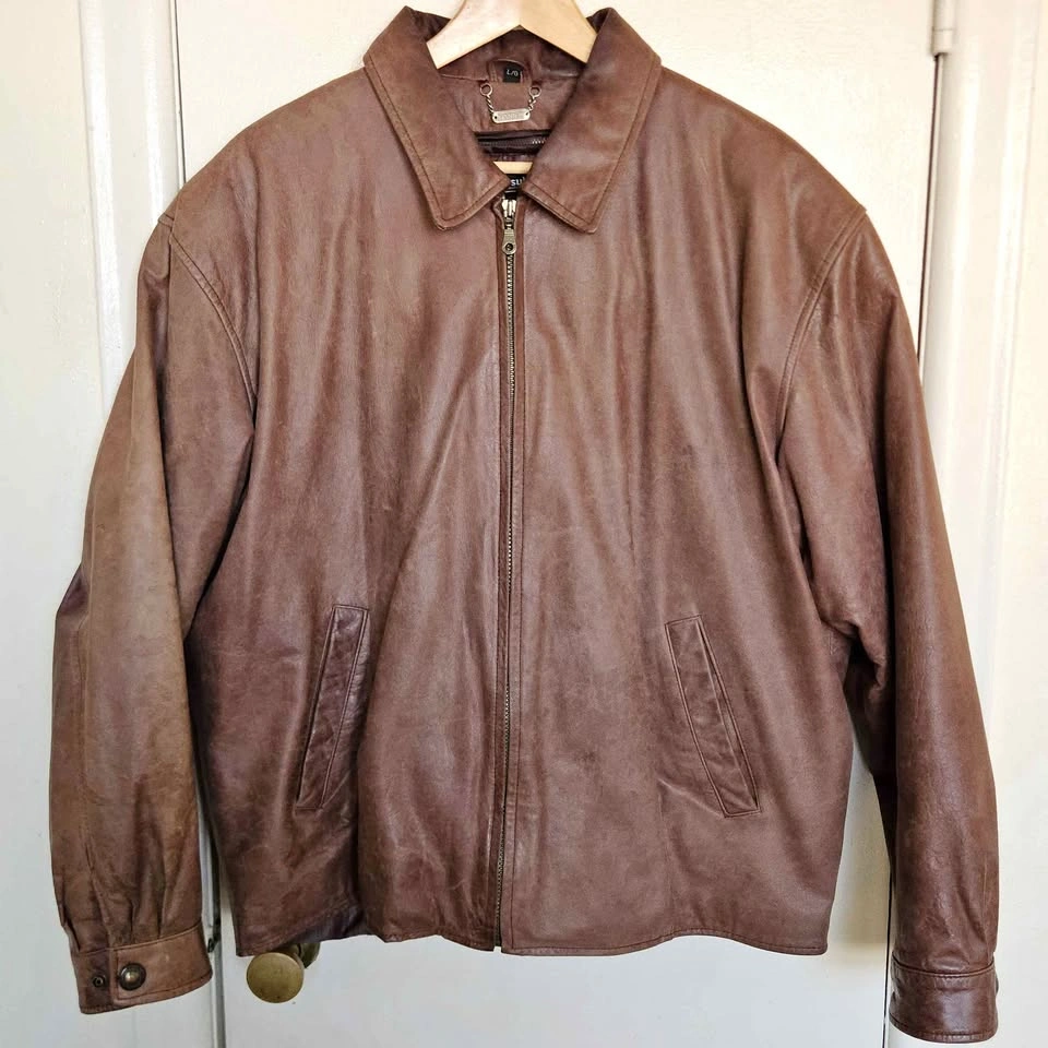 Men's Danier Brown Leather Jacket Size: L