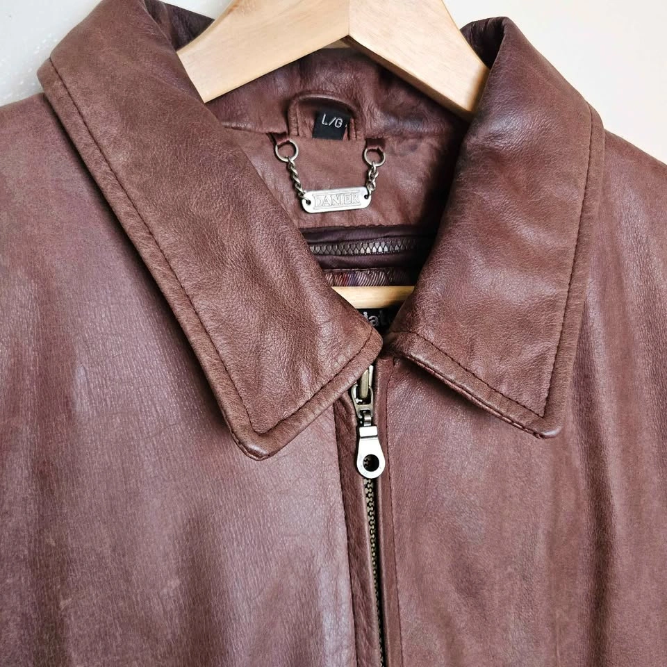 Men's Danier Brown Leather Jacket Size: L - photo 2